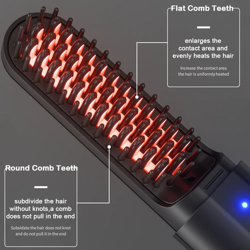 Cordless Hair Straightener Brush Fast Heated Straightener Brush Multifunctional Electric Hot Comb Hair Professional