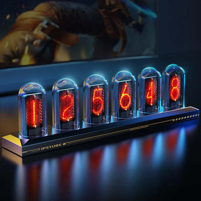 Glowing Nixie Tube Clock RGB Desktop Decorative Lamp Digital Clock For Gaming Room Bedroom Home Decoration Gift LED Night Light