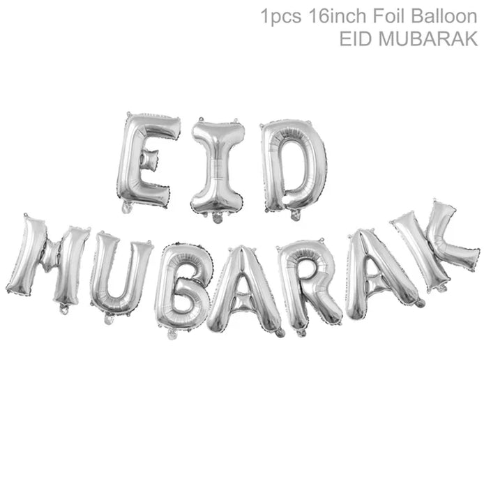 Eid Mubarak Plates Banner Balloon Tableware Ramadan Decoration 2024 Ramadan Kareem Islamic Muslim Party Decor Eid Al Adha Gifts