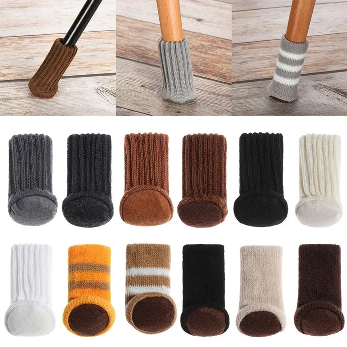 4PCS Universal Leg Sock Protective Case Knitting Chair Foot Cover Non-Slip Floor Furniture Protector Home Decor