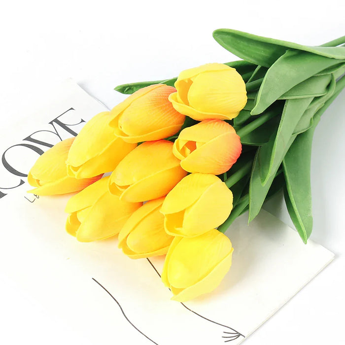 29cm Tulip Artificial Flowers Bouquet 10/5Pcs PE Foam Fake Flower for Wedding Ceremony Decoration Home Room Garden Bouquet Decor