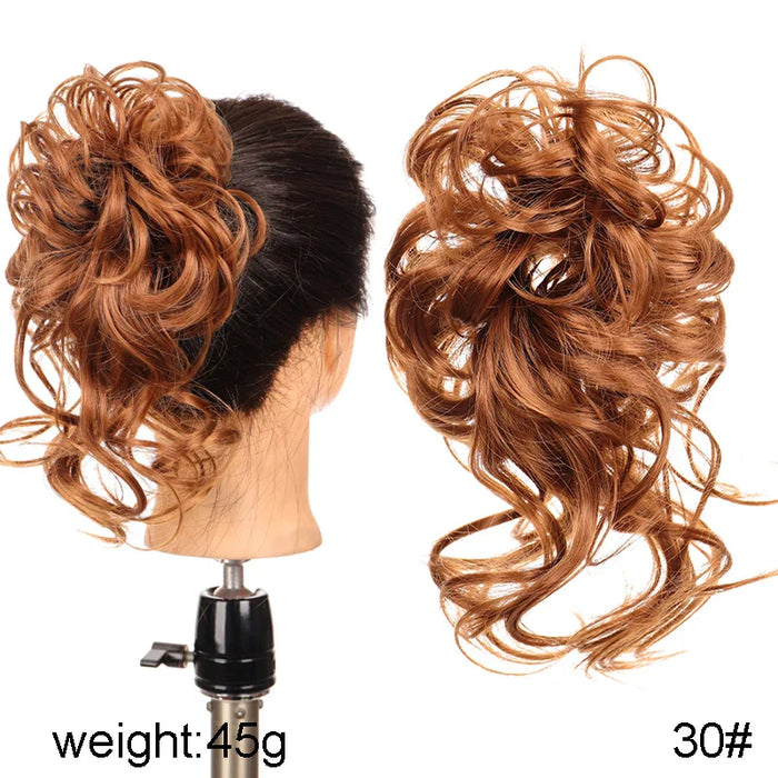 MANWEI Synthetic Curly Donut Chignon With Elastic Band Scrunchies Messy Hair Bun Updo Hairpieces Extensions for Women