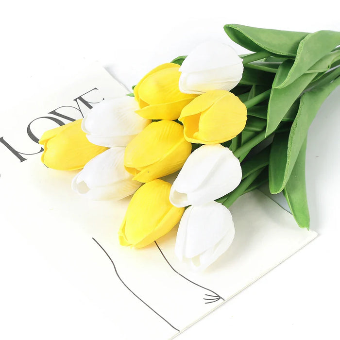 29cm Tulip Artificial Flowers Bouquet 10/5Pcs PE Foam Fake Flower for Wedding Ceremony Decoration Home Room Garden Bouquet Decor