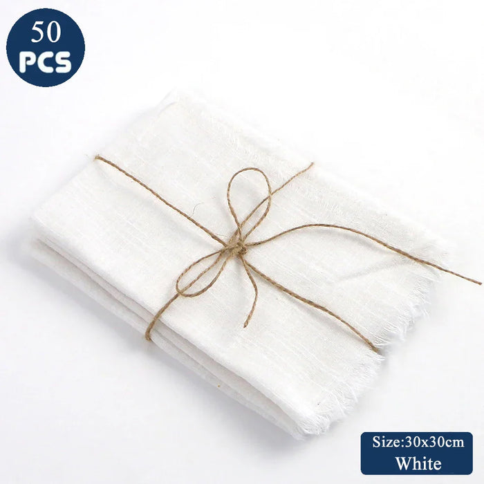 50PCS Cloth Napkins 30X30CM Gauze Crepe Cotton Fabric Dinner Serving Tableware Durable Tea Towel Kitchen Wedding Easter Ramadan