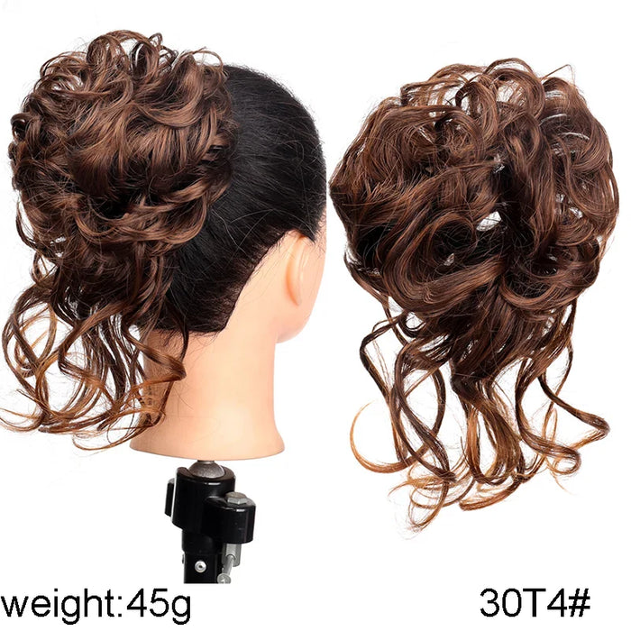 MANWEI Synthetic Curly Donut Chignon With Elastic Band Scrunchies Messy Hair Bun Updo Hairpieces Extensions for Women