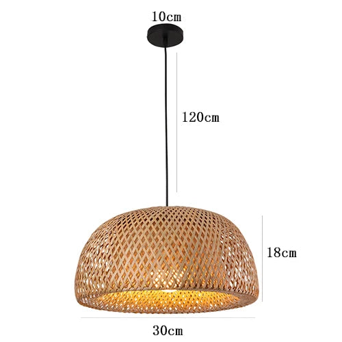 Chassis Ceiling Lamp Hand-Woven Hanging Bamboo Chandelier Pendant Kitchen Supermarket Study Living Room Home E27LED Lighting