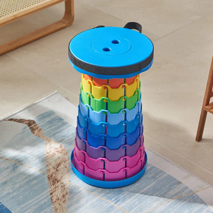 Folding Telescopic Stool Portable Lightweight Thickened Plastic Stools Household Round Stable Structure Chair Lounge Furniture