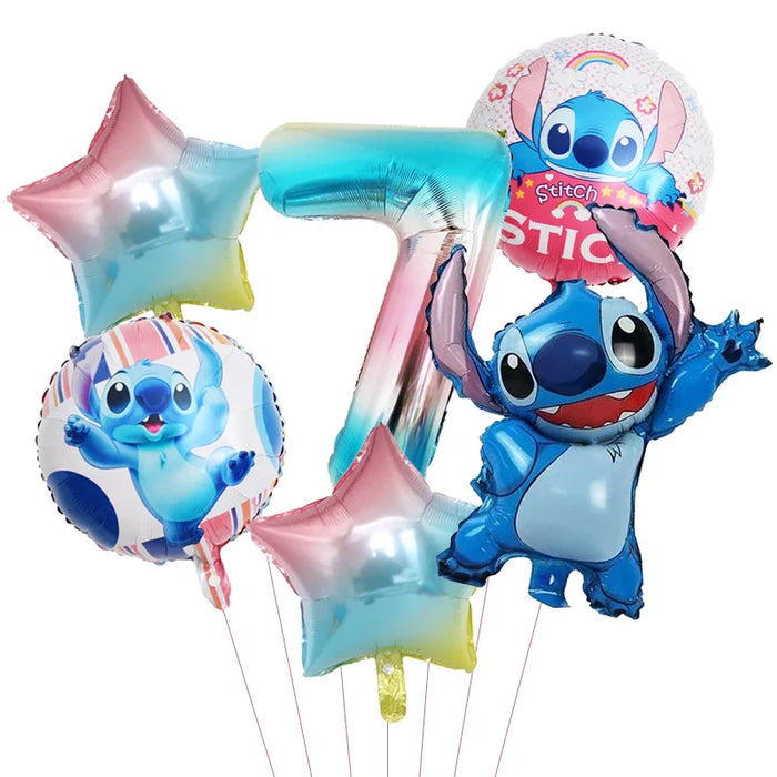 6pcs Disney Lilo & Stitch Party Balloons Stitch 32" Number Balloon set Baby Shower Birthday Party Decorations Kids Toy Gifts