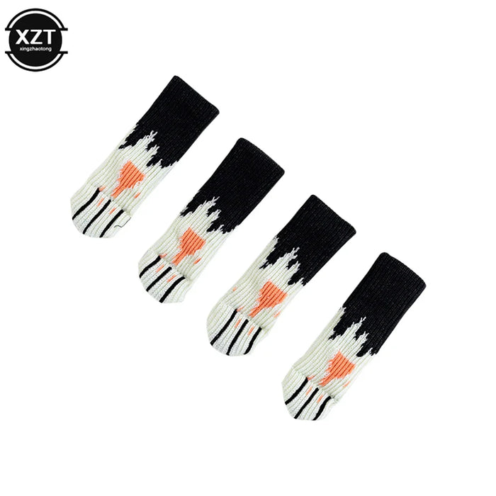 4Pcs Table And Chair Foot Pad Foot Cover Knitted Socks Cat Claw Mute Wear-resistant Non-slip suitable for circumference 6-17cm