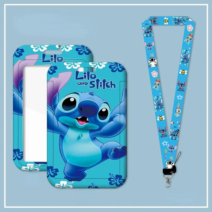 Disney Anime Credential Badge Holder Kawaii Stitch Card Holders Student Campus Lanyard Cards Holder Neck Straps for Kids Gift