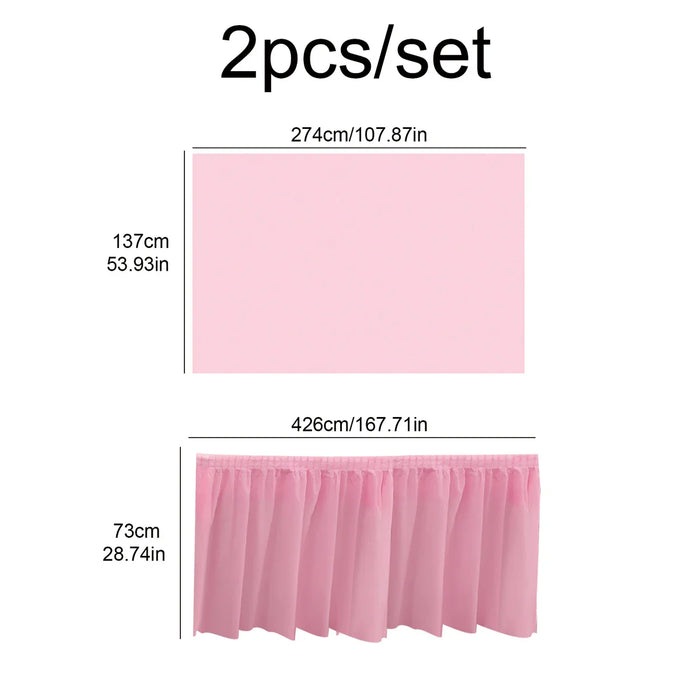 2pcs Disposable tablecloth table skirt