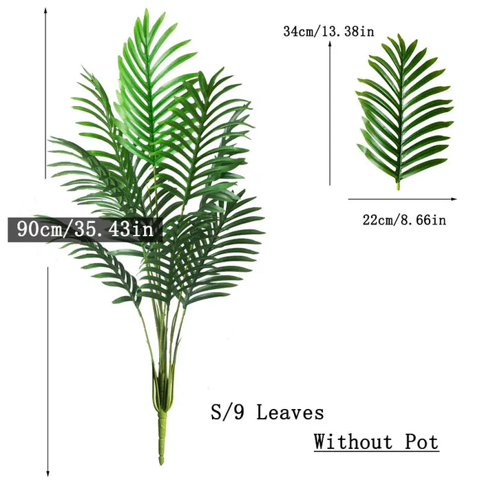 90-120cm Large Fake Palm Tree Artificial Tropical Plants Plastic Monstera Leaves Big Palm Tree Foliage for Home Garden Decor