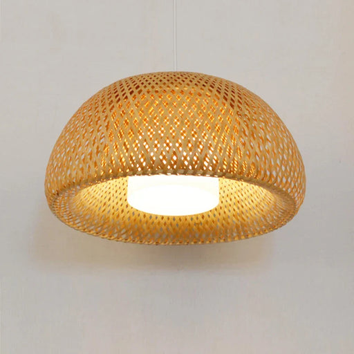 Chassis Ceiling Lamp Hand-Woven Hanging Bamboo Chandelier Pendant Kitchen Supermarket Study Living Room Home E27LED Lighting