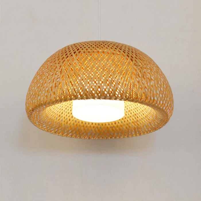 Chassis Ceiling Lamp Hand-Woven Hanging Bamboo Chandelier Pendant Kitchen Supermarket Study Living Room Home E27LED Lighting