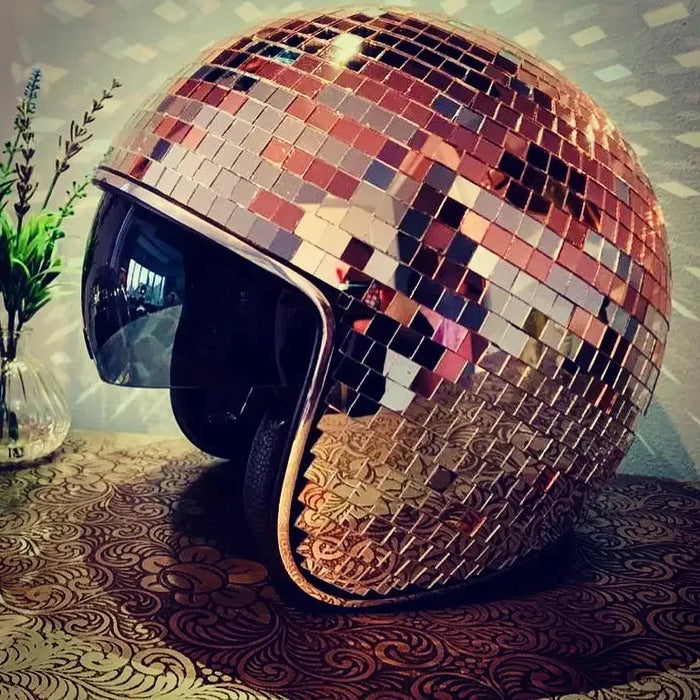 Disco Ball Helmet Mirror Glass Glitter Classic Party Bar Room Party Decoration American Retro Art Disco Shiny Hat Ornaments