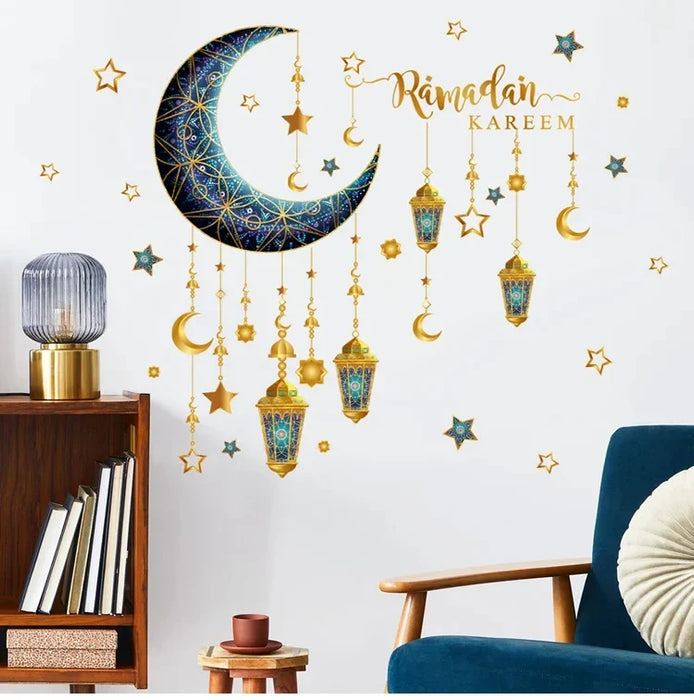 Eid Window Stickers Ramadan Decoration Eid Mubarak Decor for Home 2024 Ramadan Kareem Islam Muslim Party Supplies Eid Al-fitr