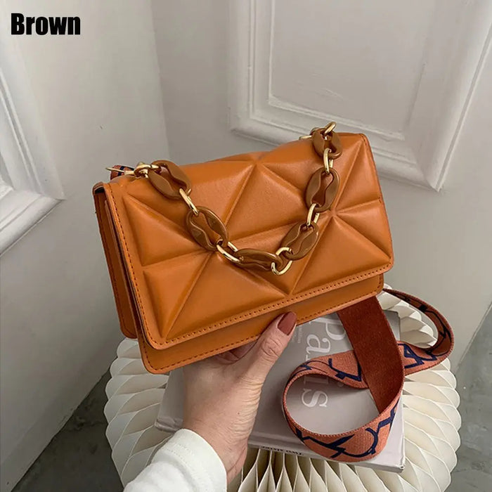 Fashion Women Shoulder Bag Handbags PU Leather Flap Bag Female Large Capacity Metal Chain Casual Crossobdy Clutch