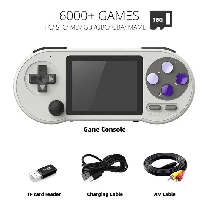 DATA FROG SF2000 Portable Handheld Game Console 3 Inch IPS Retro Game Consoles Built-in 6000 Games Retro Video Games For Kids