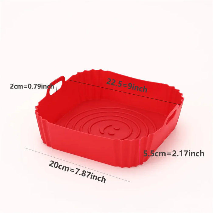 22cm Reusable Airfryer Pan Liner Accessories Silicone Air Fryers Oven Baking Tray Pizza Fried Chicken Airfryer Silicone Basket