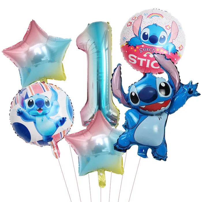 6pcs Disney Lilo & Stitch Party Balloons Stitch 32" Number Balloon set Baby Shower Birthday Party Decorations Kids Toy Gifts