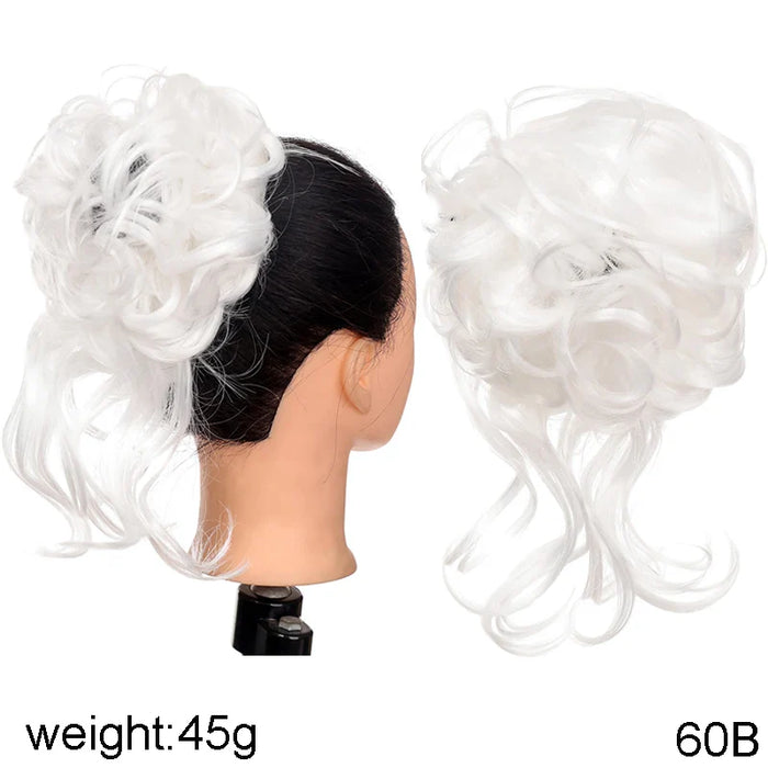 MANWEI Synthetic Curly Donut Chignon With Elastic Band Scrunchies Messy Hair Bun Updo Hairpieces Extensions for Women