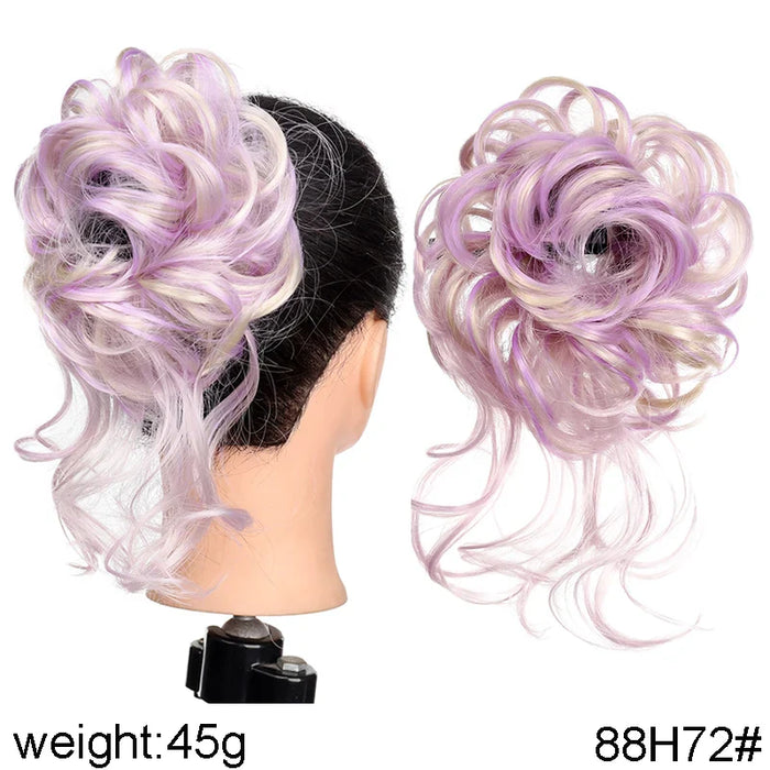 MANWEI Synthetic Curly Donut Chignon With Elastic Band Scrunchies Messy Hair Bun Updo Hairpieces Extensions for Women