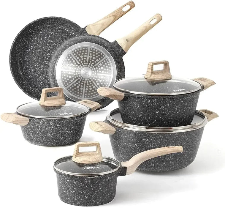 Carote Nonstick Granite Cookware Sets 10 Pcs Stone Cookware Set,non stick frying pan set , pots and pans set