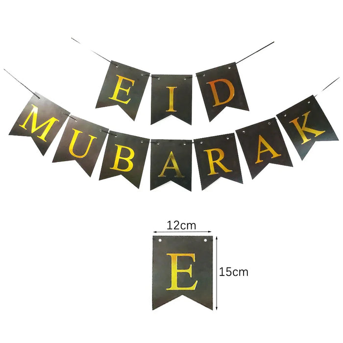 EID Mubarak Banner Ramadan Kareem Banner Party Decorations Supplies Star Moon Hanging Ornament Umrah Mubarak Decoration for Home