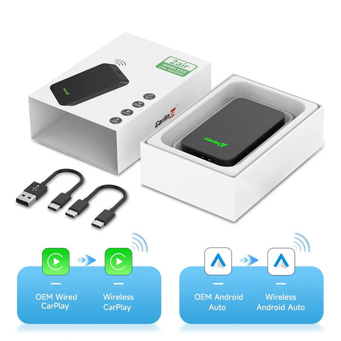 2air CarlinKit 5.0 Wireless CarPlay Wireless Android Auto Box 2.4G & 5.8Ghz WiFi BT Auto Connect Plug&Play For Wired AA CP Cars