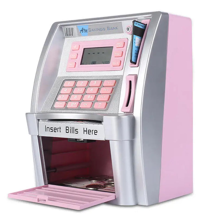 Electronic Piggy Bank ATM Password Money Box Cash Coins Saving Box ATM Bank Safe Box Automatic Deposit Banknote Christmas Gift