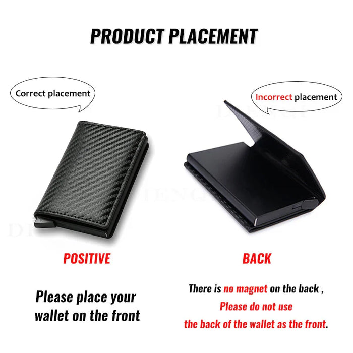 Custom Card Holder Rfid Black Carbon Fiber Leather Simple Wallet Men's Gift Personalized