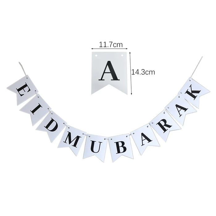 EID Mubarak Banner Ramadan Kareem Banner Party Decorations Supplies Star Moon Hanging Ornament Umrah Mubarak Decoration for Home