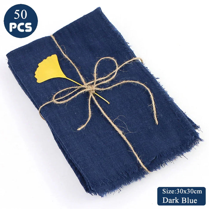 50PCS Cloth Napkins 30X30CM Gauze Crepe Cotton Fabric Dinner Serving Tableware Durable Tea Towel Kitchen Wedding Easter Ramadan