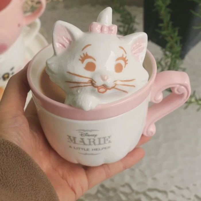 400ML New Anime Cartoon Disney Marie Cat Ceramic coffee cup Big Face Bowl Cute Home Rice Bowl Salad Fruit Bowl Ceramic Bowl