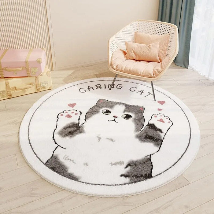 Nordic Carton Round Rug Carpets for Home Living Room Bedroom Kids Room Blanket Plush Floor Mat Decoration Salon Pile Area Rug