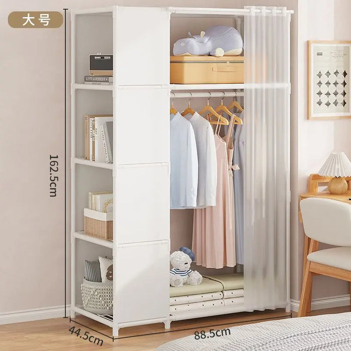 Dustproof Wardrobe Simple Assembly DIY Storage Wardrobe Bedroom Open Storage Cabinet Household Foldable Multi-layer Wardrobe