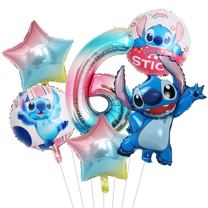 6pcs Disney Lilo & Stitch Party Balloons Stitch 32" Number Balloon set Baby Shower Birthday Party Decorations Kids Toy Gifts