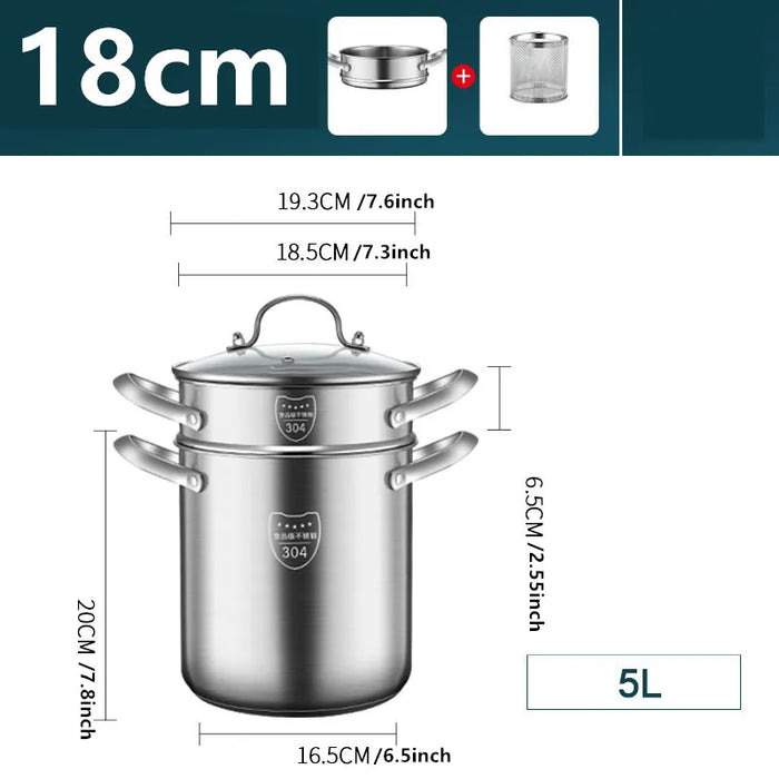 4 Pcs Stainless Steel Pasta Cooker Steamer Deep Fryer Pot 4 L Soup Pot With Steam Grid Fry Basket for Pasta Asparagus Cookware