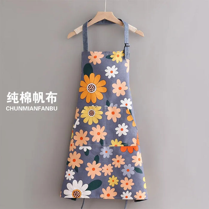 Fashionable Canvas Kitchen Cooking Apron Home Long Sleeve Durable Women's Overwear Work Clothes