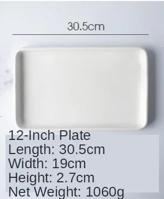 Ceramic Plate White Square Round Western Food Plate Dinner Plate Tableware Multifunctional Storage Tray Home Kitchen Supplies