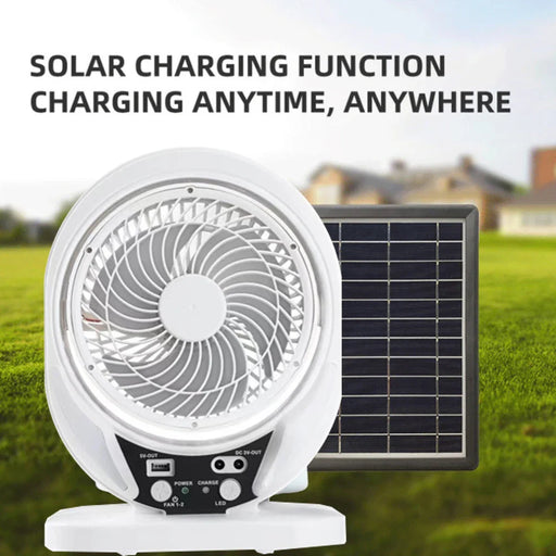 8 Inch Rechargeable Portable Mini Fan Multi-functional Solar Energy with Light Air Conditioner High Wind Power for Home Camping