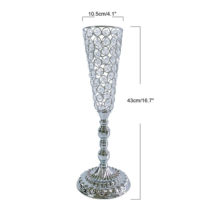 2Pcs/lot Metal Flower Vase, Crystal Flower Arrangement Stand for Wedding Centerpieces for Table,Restaurant Hotel Decorations