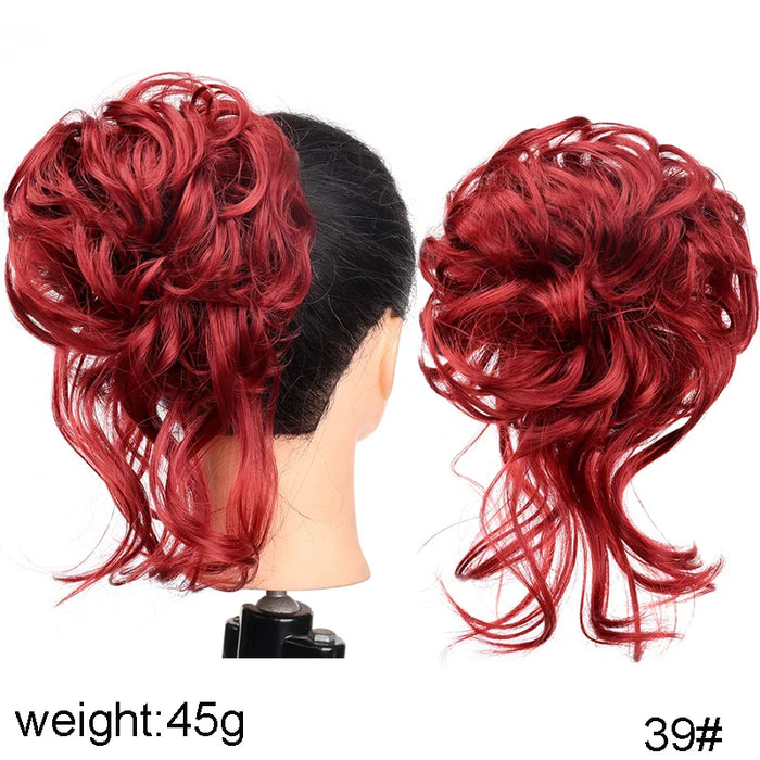 MANWEI Synthetic Curly Donut Chignon With Elastic Band Scrunchies Messy Hair Bun Updo Hairpieces Extensions for Women