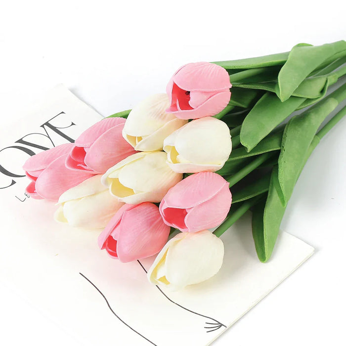 29cm Tulip Artificial Flowers Bouquet 10/5Pcs PE Foam Fake Flower for Wedding Ceremony Decoration Home Room Garden Bouquet Decor