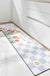 Feblilac Tulip White and Blue Checkerboard PVC Leather Kitchen Mat