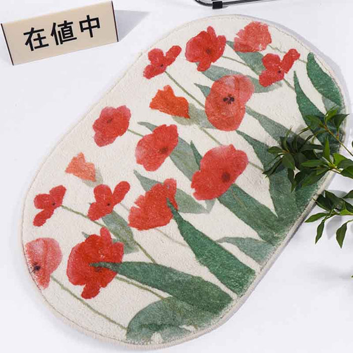 Watercolor Style Flowers Bath Mat