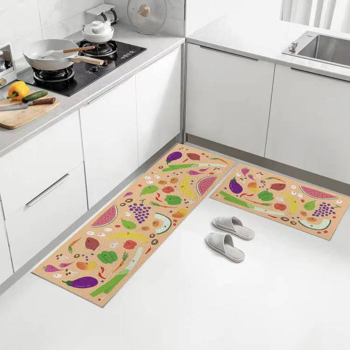 Feblilac Colorful Lovely Fruit Vegetable PVC Leather Kitchen Mat