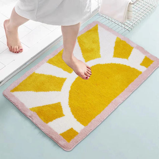 Feblilac Sun Rise Bathroom Mat, Yellow Sunshine Bath Mat