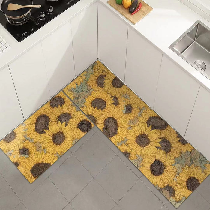 Feblilac Yellow Sunflower Diatomaceous Earth Kitchen Mat