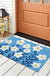 Feblilac White Flower and Blue Ground Door Mat, Country Style Flower Patio Welcome Doormat, Anti Skid PVC Coil Outdoor Mats, Front Mat for Home, Washable Entryway Doormat